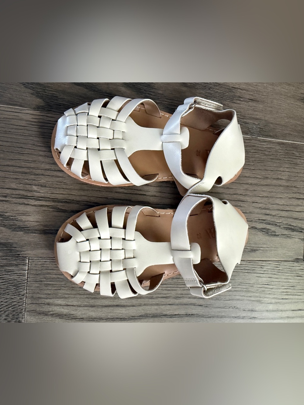 ZARA Kids White Woven Leather Sandals